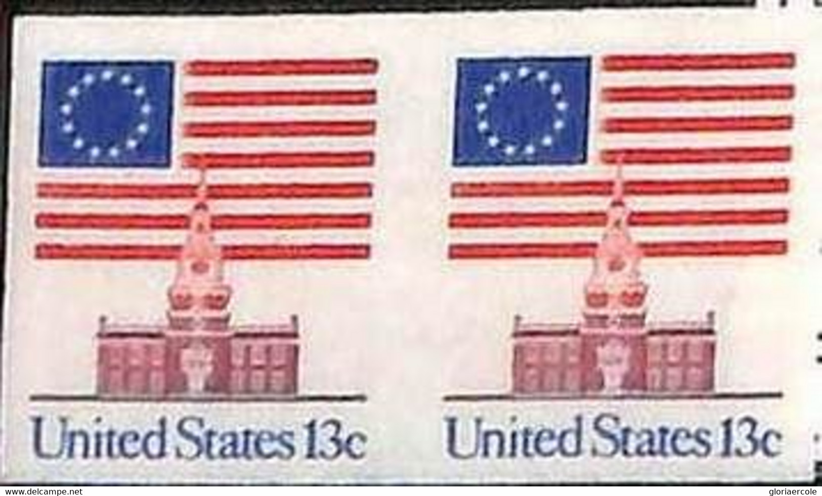 94807e -  USA - STAMPS - SC #  1625a  IMPERF PAIR - MNH Flags ARCHITECTURE - Errors, Freaks & Oddities (EFOs)