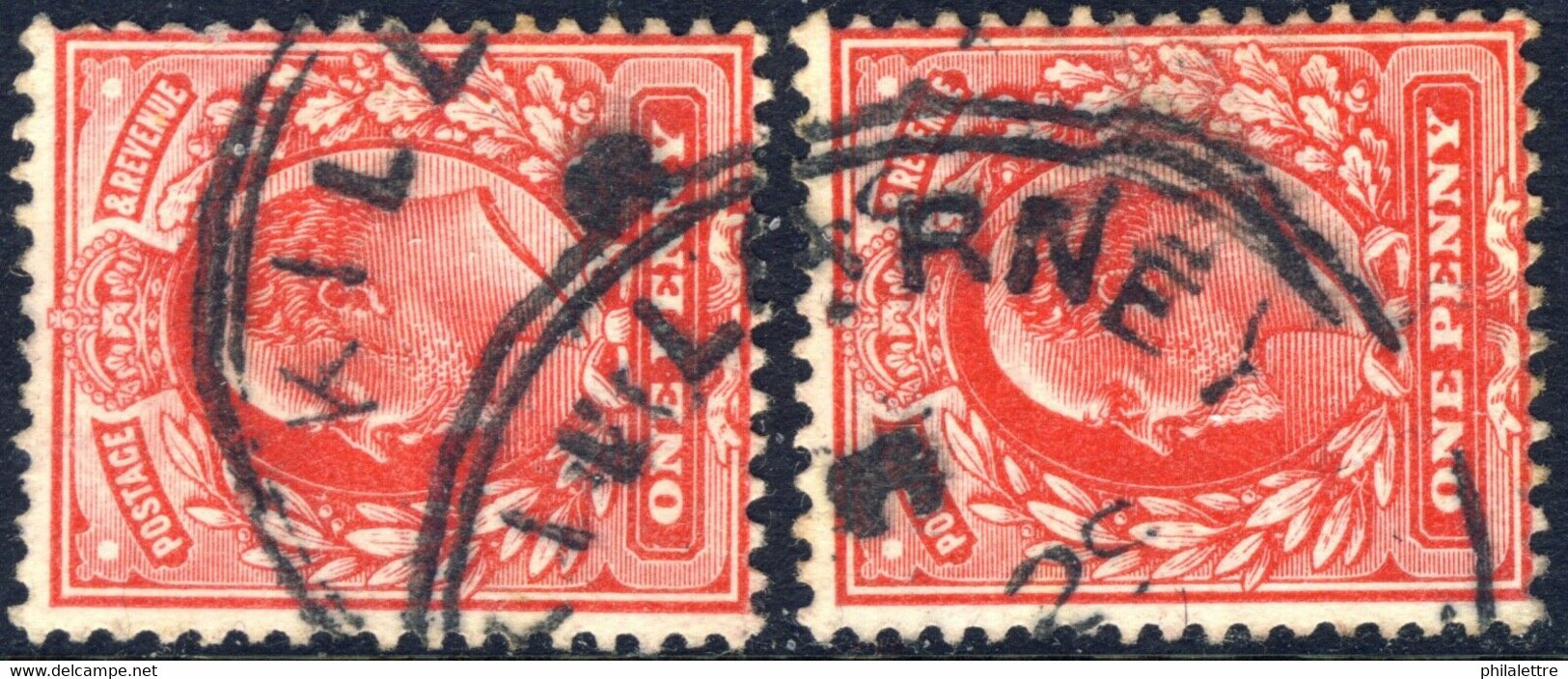 KEVII 2xSG219 1d Scarlet Used "KILLARNEY" (Co. Kerry, Ireland) Rubber CDS - Usados