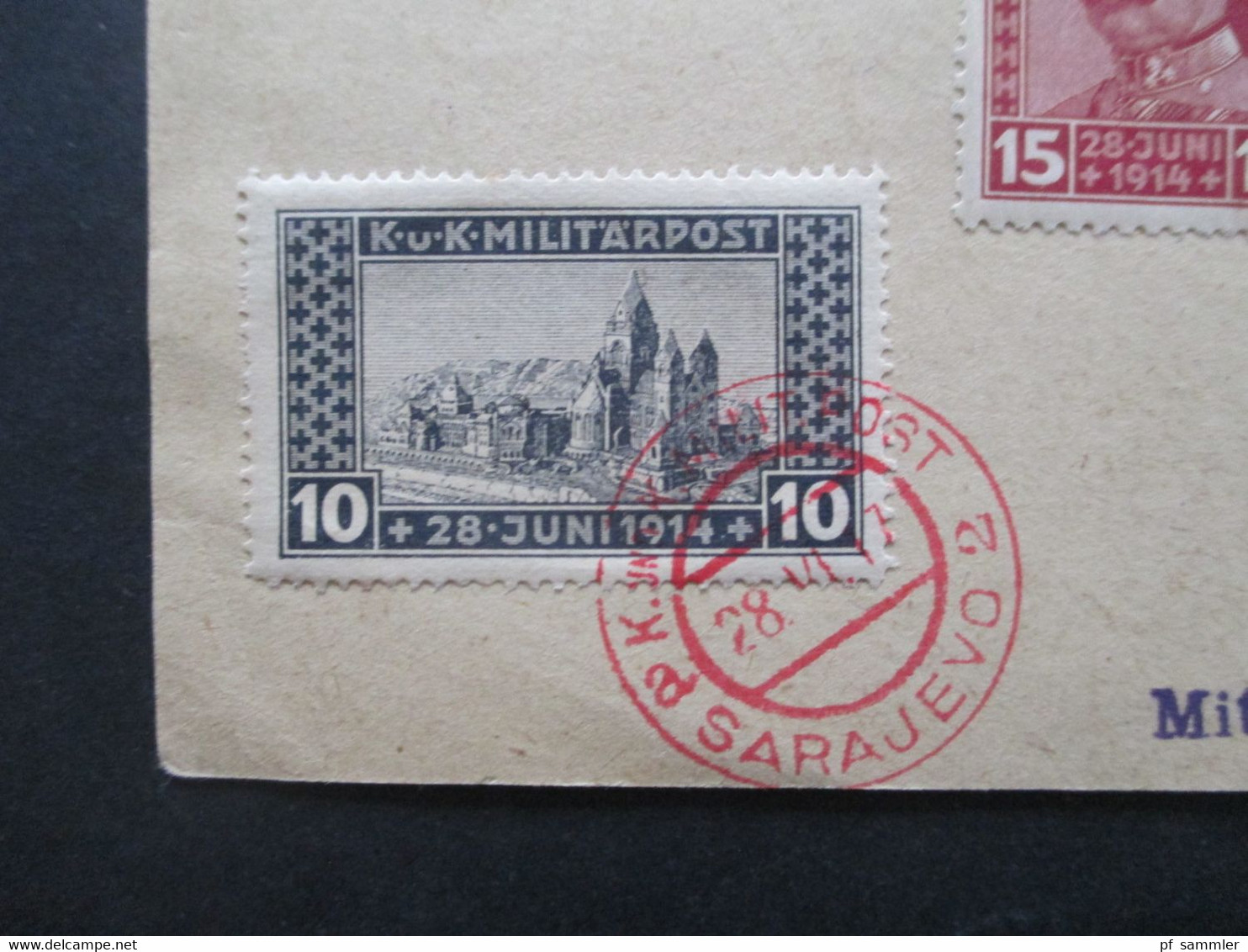 Österreich / Bosnien Und Herzegowina Nr. 121 / 123 Auf Blanko FP Karte Mit Rotem Stempel K Und K Milit. Post Sarajevo - Bosnia And Herzegovina