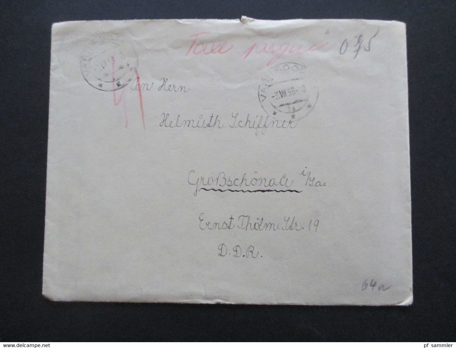 CSSR 1953 Bartaxe / Taxe Percue Stempel Varnsdorf - Großschönau In Sachsen Brief Mit Inhalt - Cartas & Documentos