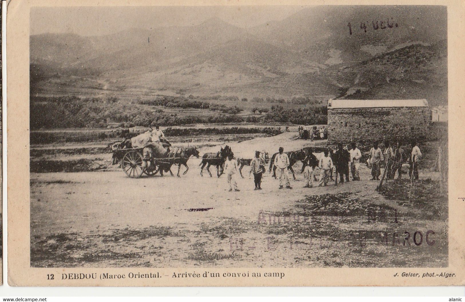 Militaria >MAROC- - DEBDOU ARRIVEE D UN CONVOI AU CAMP ANIMEE PEU CONNUE //CIRCULEE-7/12/1916 (Texte)TAMPO:AMBULANCE... - Other Wars