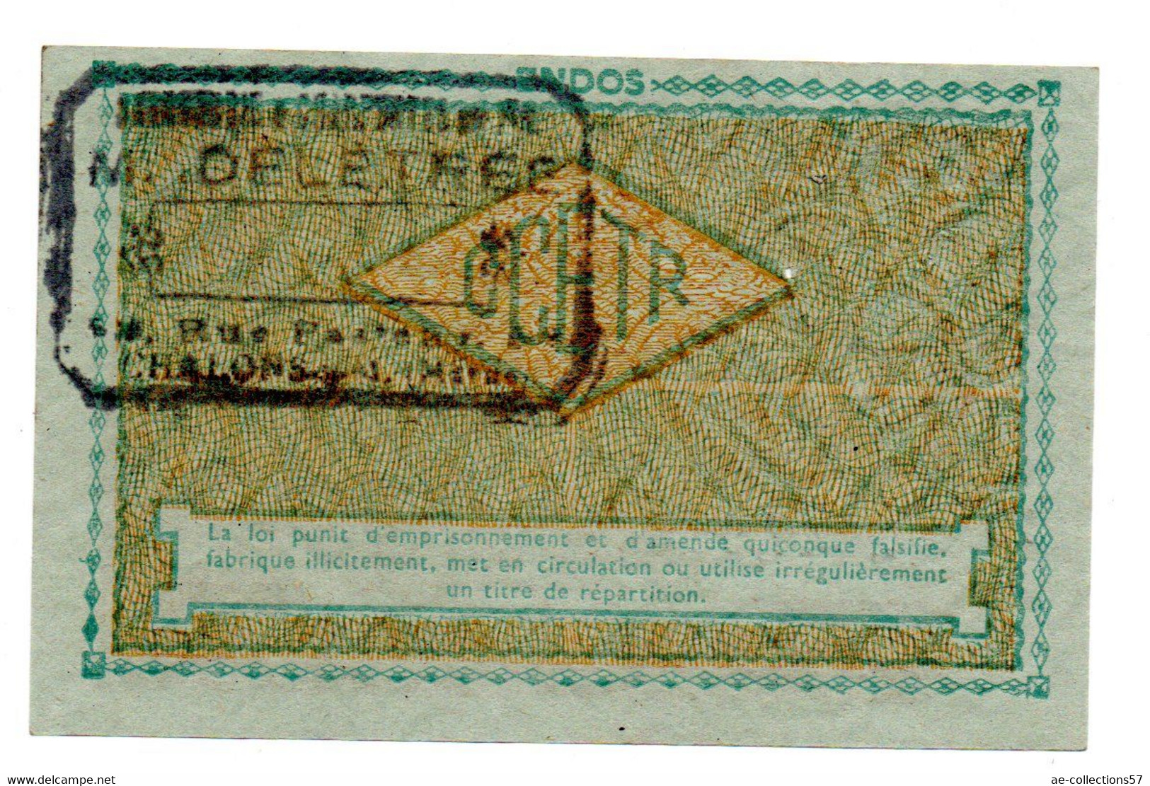 France -10 KG Acier Ordinaire 31/12/1948 -  O C R P I -   SPL - Bons & Nécessité