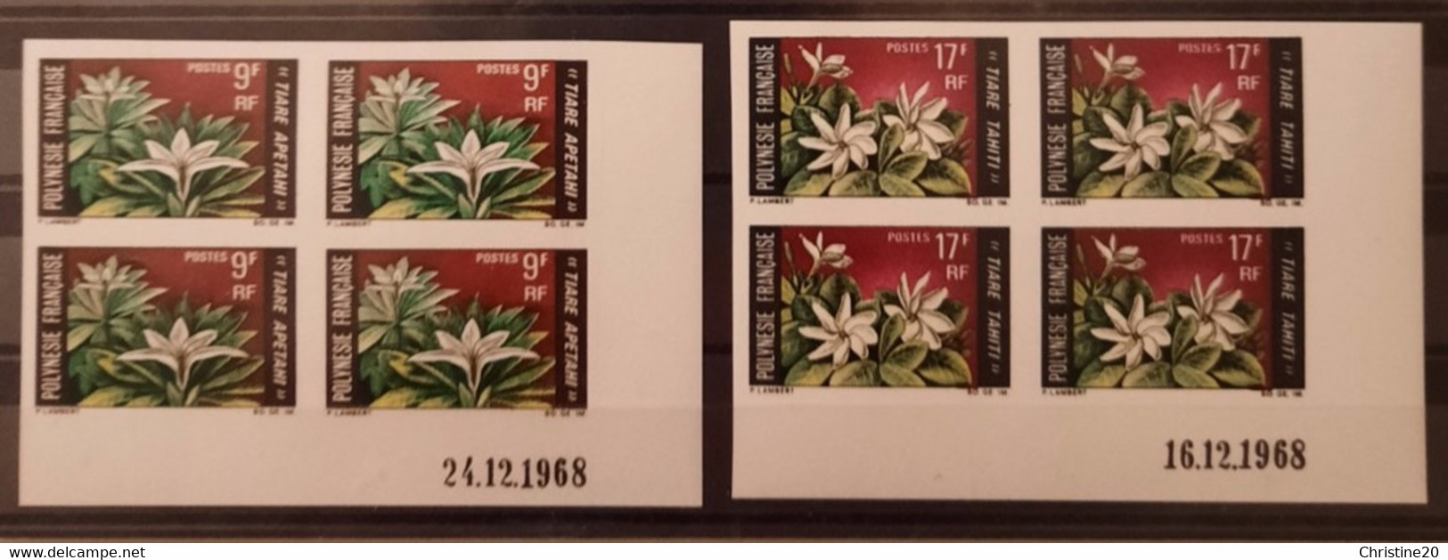 Polynésie Française/French Polynesia 1968 N°64/65 Bloc De 4 Cd **TB - Sin Dentar, Pruebas De Impresión Y Variedades