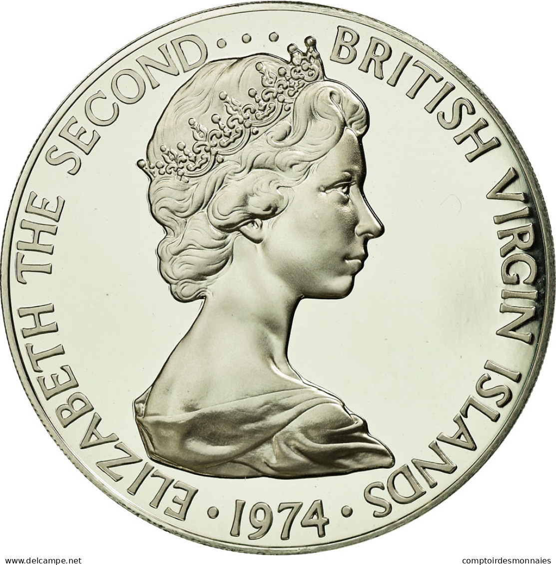 Monnaie, BRITISH VIRGIN ISLANDS, Elizabeth II, Dollar, 1974, Franklin Mint - Jungferninseln, Britische