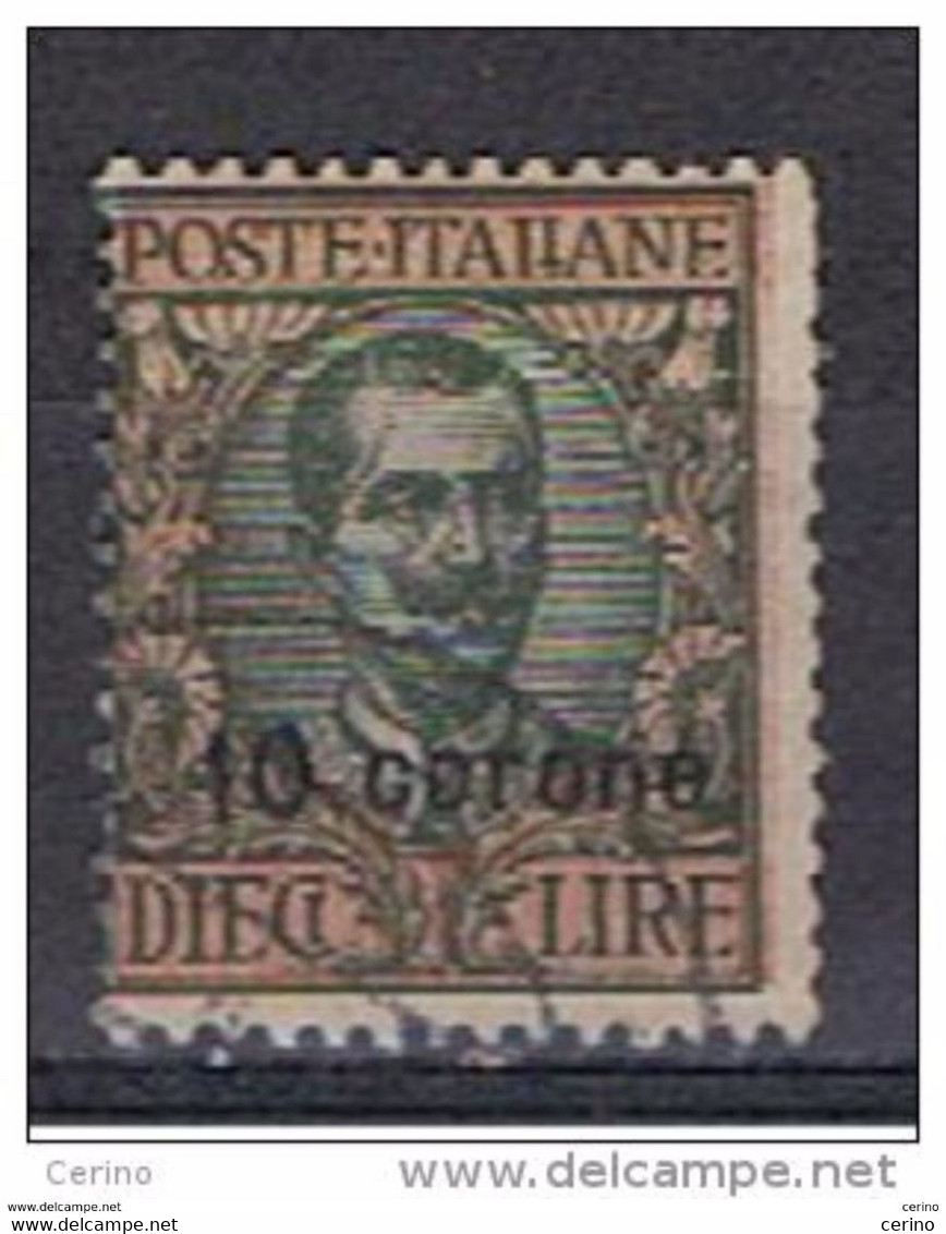 DALMAZIA:  1921/22  SOPRASTAMPATO  -  10 C./£. 10  OLIVA E  ROSA  US. -  SASS. 8 - Dalmatien