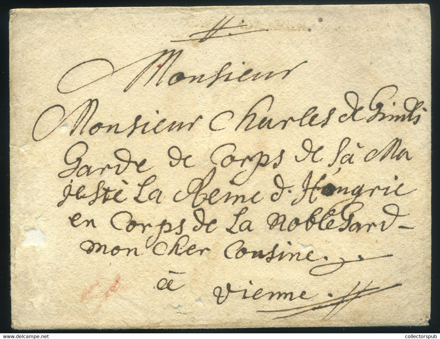 KŐSZEG 1766. Portós Levél Bécsbe Küldve, Rajzolt Piros "GŰNS" Helynév Megjelelöléssel .Érdekes Darab!  /  1766 Unpaid Le - ...-1867 Prephilately