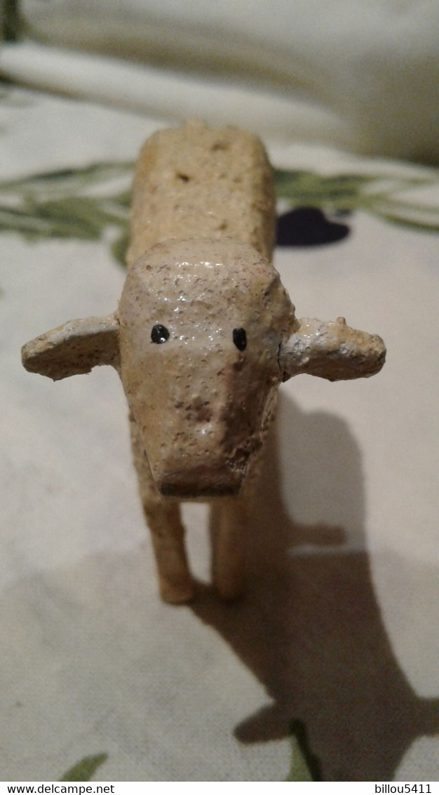 ANCIEN JOUET , Petit MOUTON En Bois Peint   ERZGEBIRGE , Fin XIX . - Toy Memorabilia