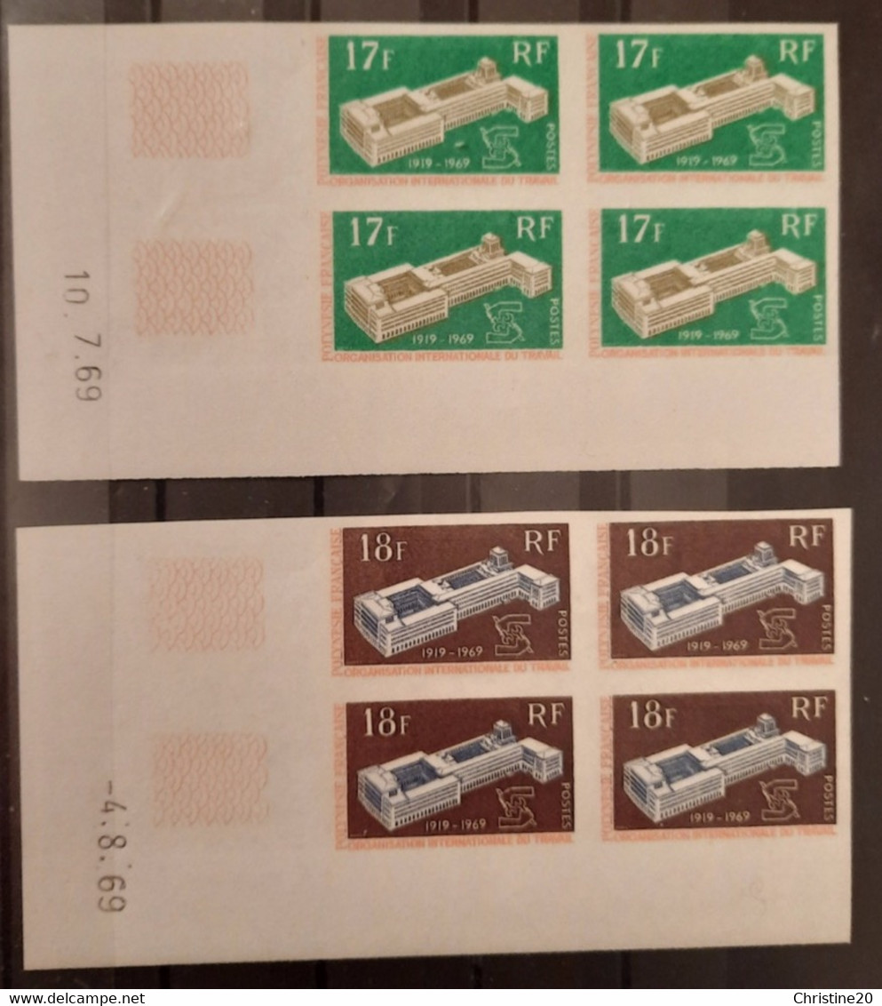 Polynésie Française/French Polynesia 1969 N°70/71 Nd Bloc De 4 Cd **TB - Imperforates, Proofs & Errors