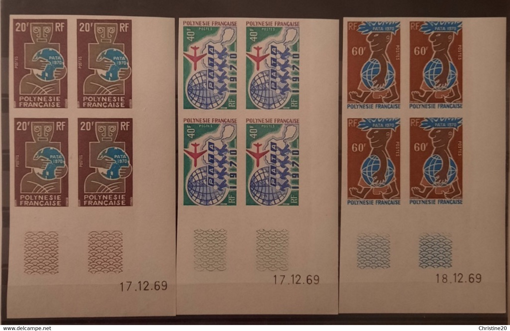 Polynésie Française/French Polynesia 1969 N°77/79 Nd Bloc De 4 Cd**TB - Imperforates, Proofs & Errors