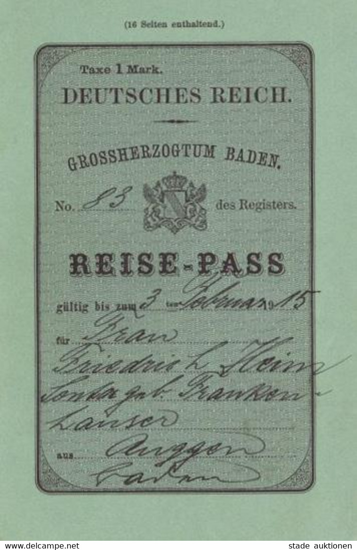 WK I Dokumente Reise-Pass Müllheim (7840) 1915 I-II - Weltkrieg 1914-18