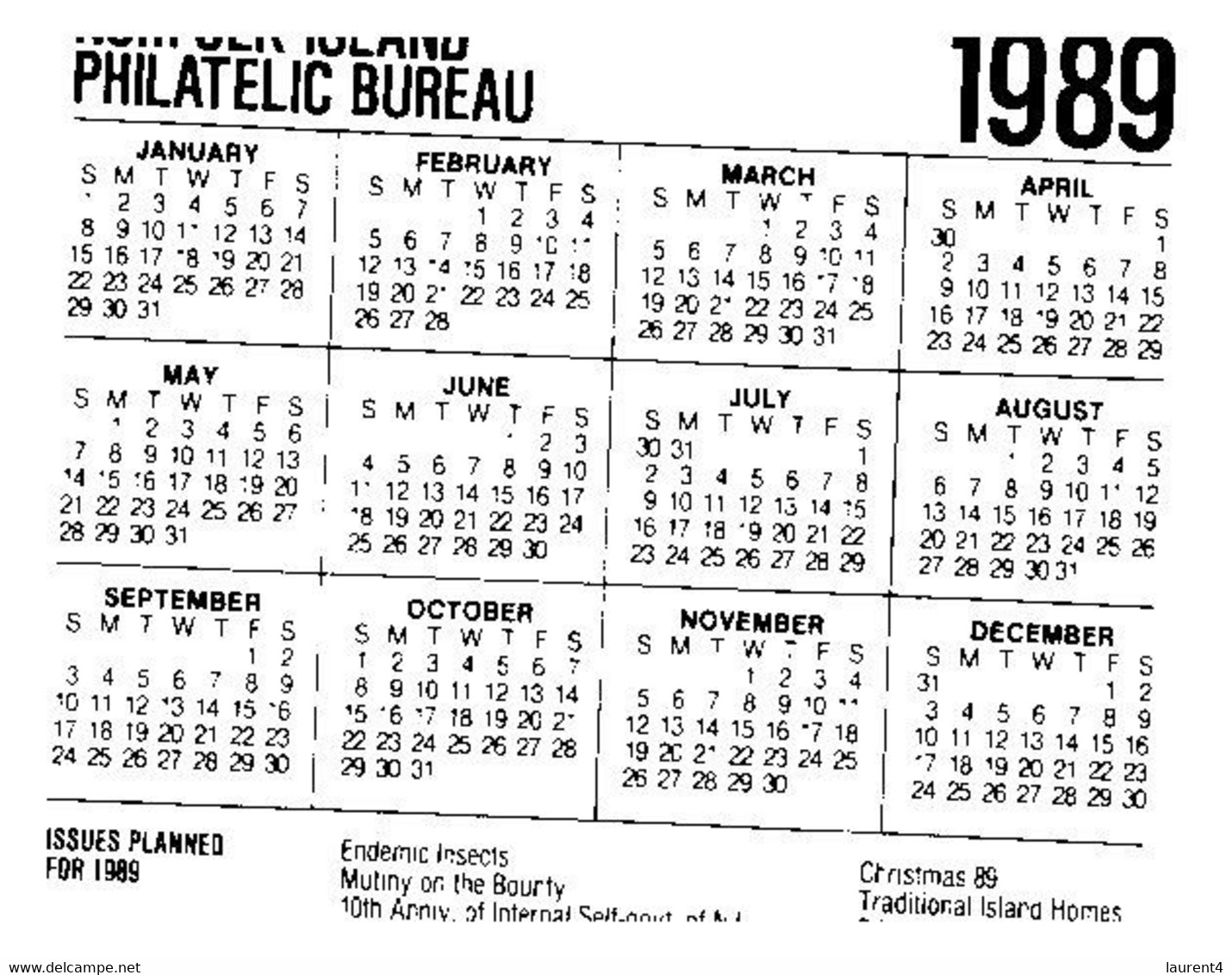 (BB 9) Norfolk Island - Pocket Calendars / Calendrier De Poche - 1984 & 1989 (2) - Nouvel An