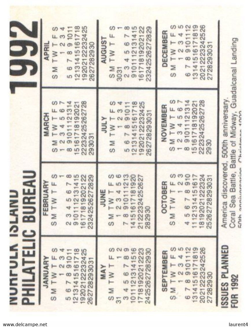 (BB 9) Norfolk Island - Pocket Calendars / Calendrier De Poche - 1985 & 1992 (2) - Nouvel An