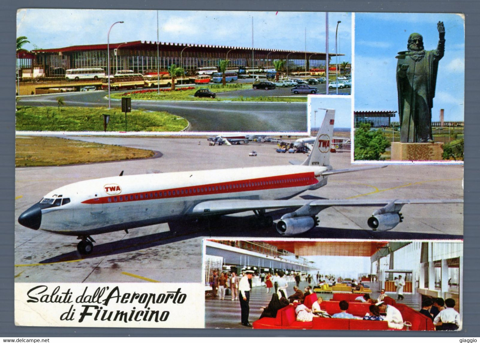 °°° Cartolina - Fiumicino Saluti Dall'aeroporto Vedute Viaggiata °°° - Fiumicino