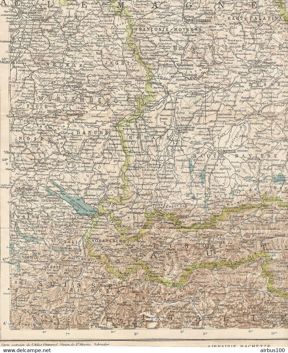 EUROPE CENTRALE CARTE 1934 - 32,5 X 43 Cm - FRANCONIE FRANKEN - AUTRICHE ALLEMAGNE - ÖSTERREICH DEUTSCHLAND - Mapas Topográficas