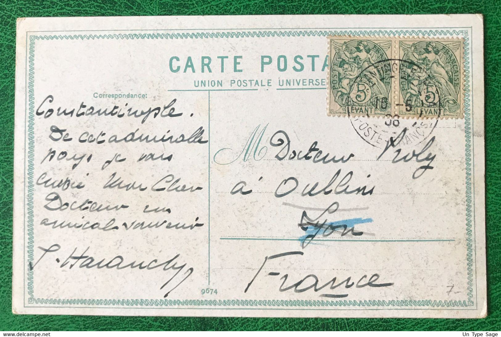 Levant N°13 (x2) Sur CPA, TAD Constantinople - Pera - Poste Française 16.5.1906 - (B329) - Covers & Documents