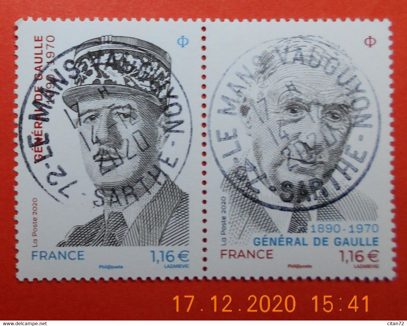 FRANCE 2020    GENERAL DE GAULLE  1890-1970    Timbre  Neuf   Cachet   ROND - Gebraucht