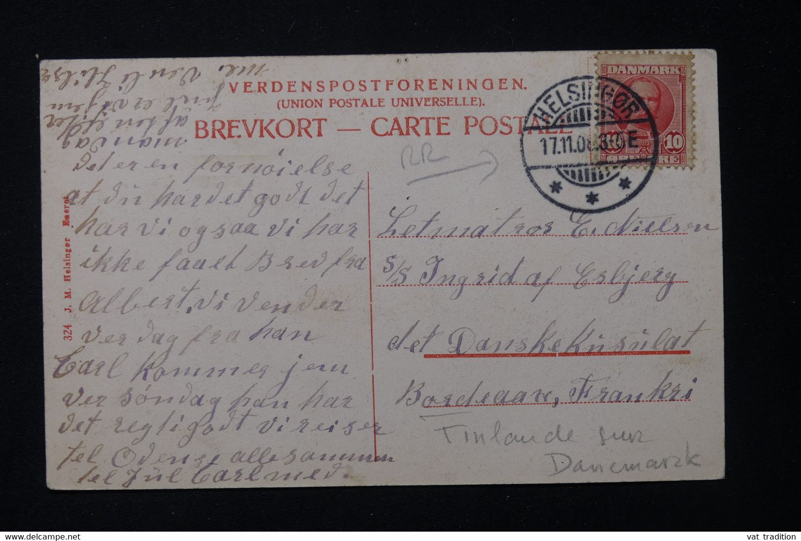 DANEMARK - Affranchissement De Helsingør (  Elseneur ) Sur Carte Postale Pour La France En 1908 - L 82483 - Briefe U. Dokumente