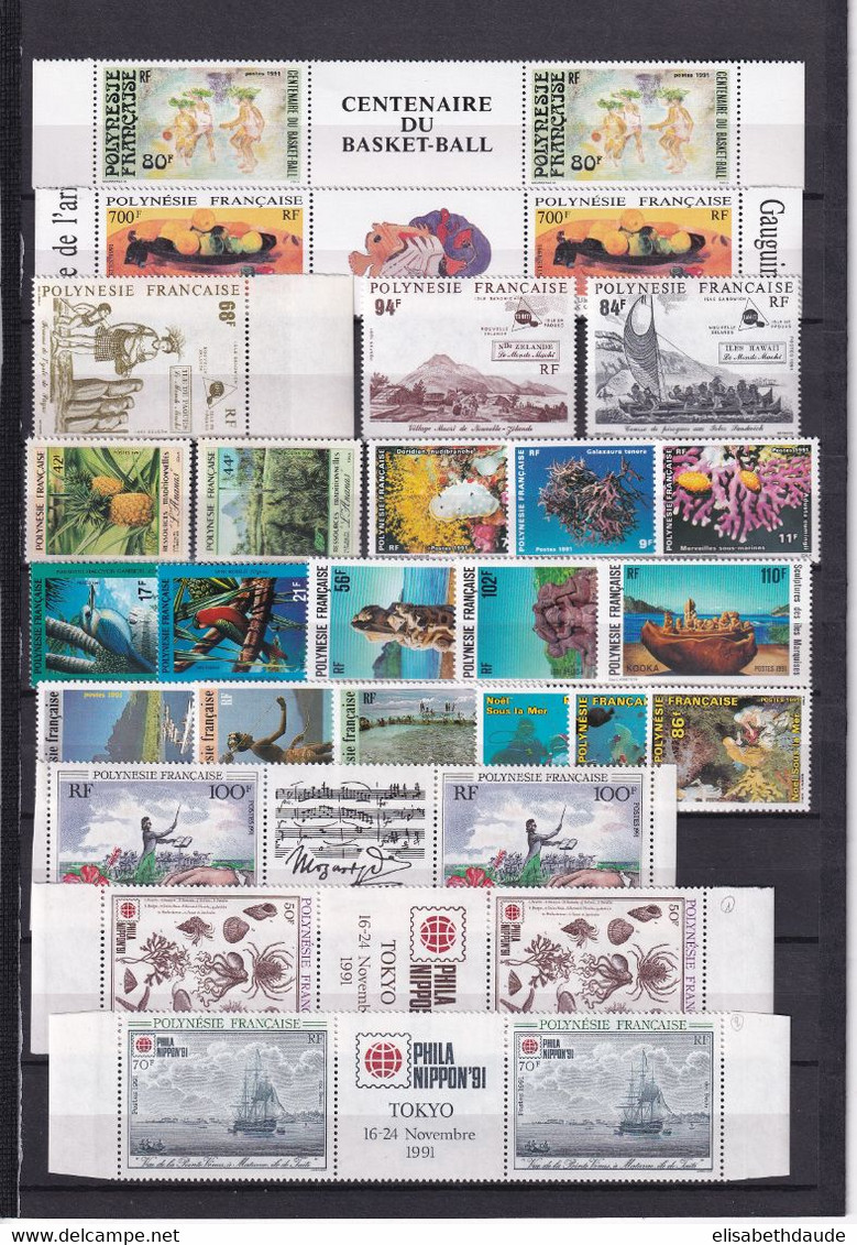 POLYNESIE - ANNEE COMPLETE 1991 (SAUF 373A Et 395) - YVERT N° 374/394+396/398 ** MNH - COTE = 167 EUR. - Unused Stamps