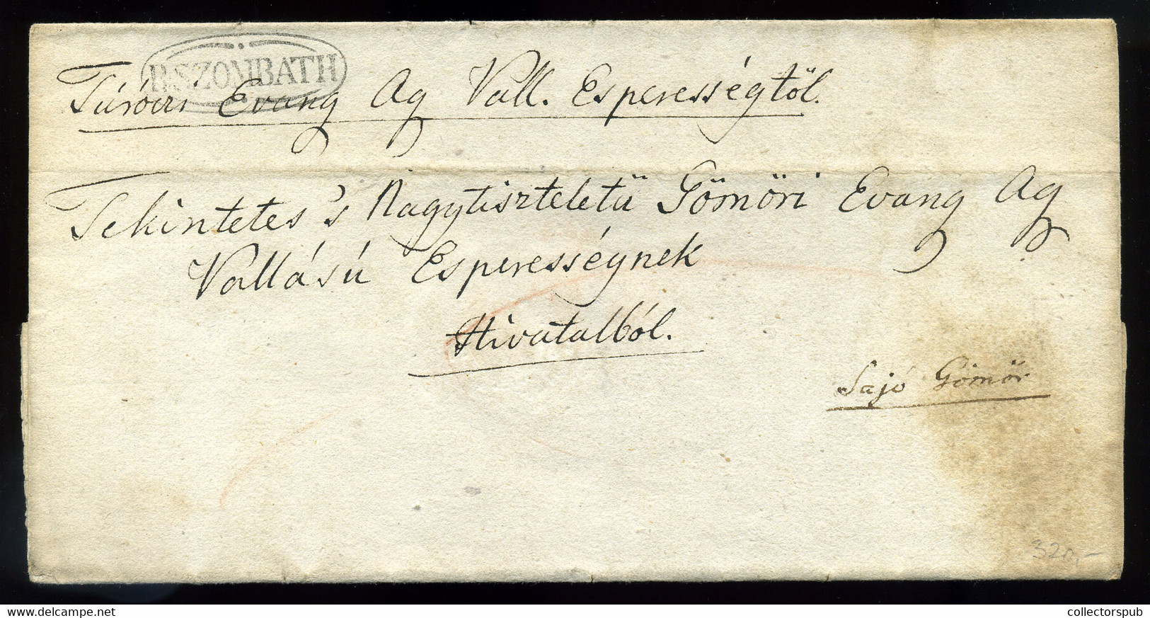 RIMASZOMBAT 1842. Régi Bélyeg Előtti Levél Sajógömörre Küldve     ##   /  RIMASZOMBAT 1842 Vintage Pre-stamp Letter To S - ...-1867 Prefilatelia