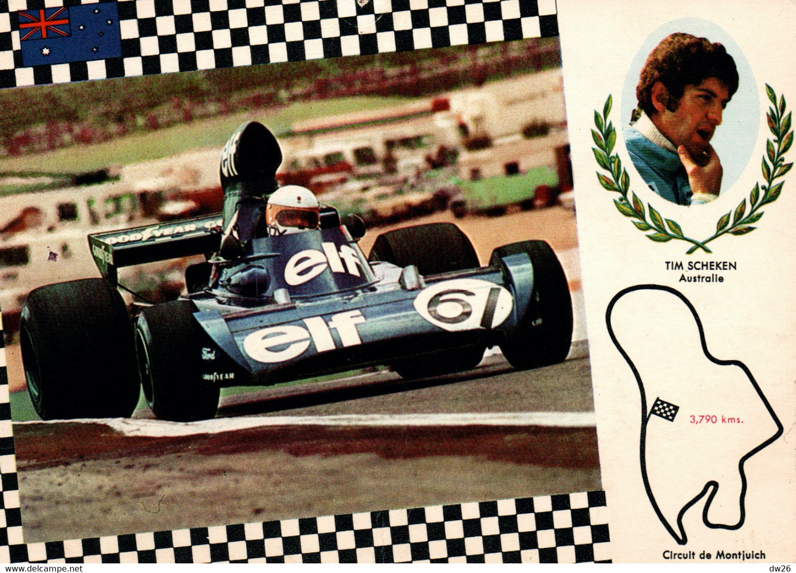 Sport Automobile, Formule 1, Tim Scheken  (Australie) Sur Le Circuit De Montjuich (Grand Prix D'Espagne, Barcelone 1974) - Grand Prix / F1