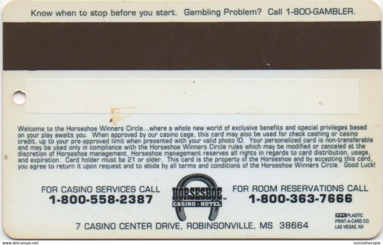 Horseshoe Casino : Robinsonville MS - Cartes De Casino