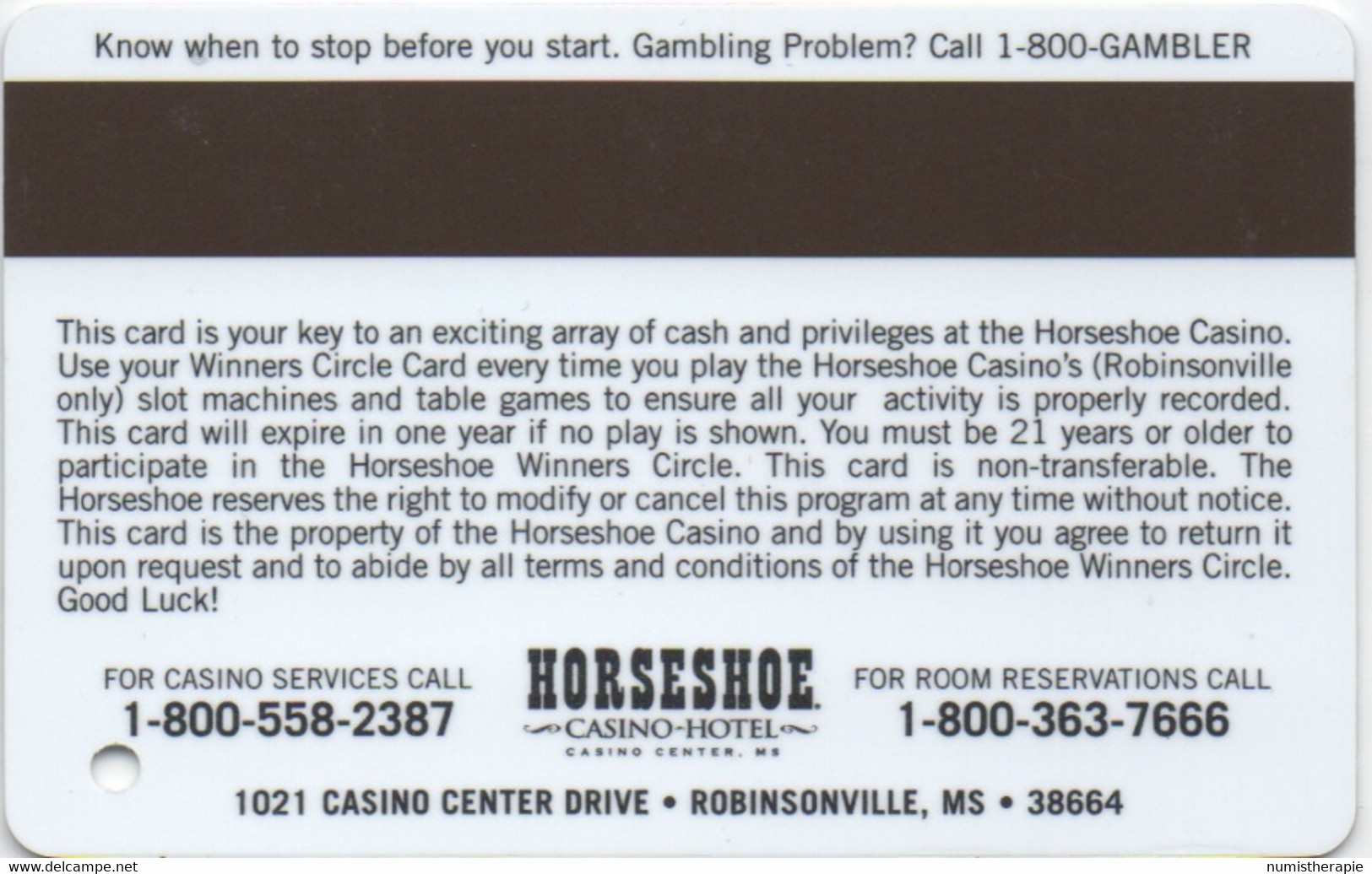 Horseshoe Casino : Robinsonville MS - Casinokaarten