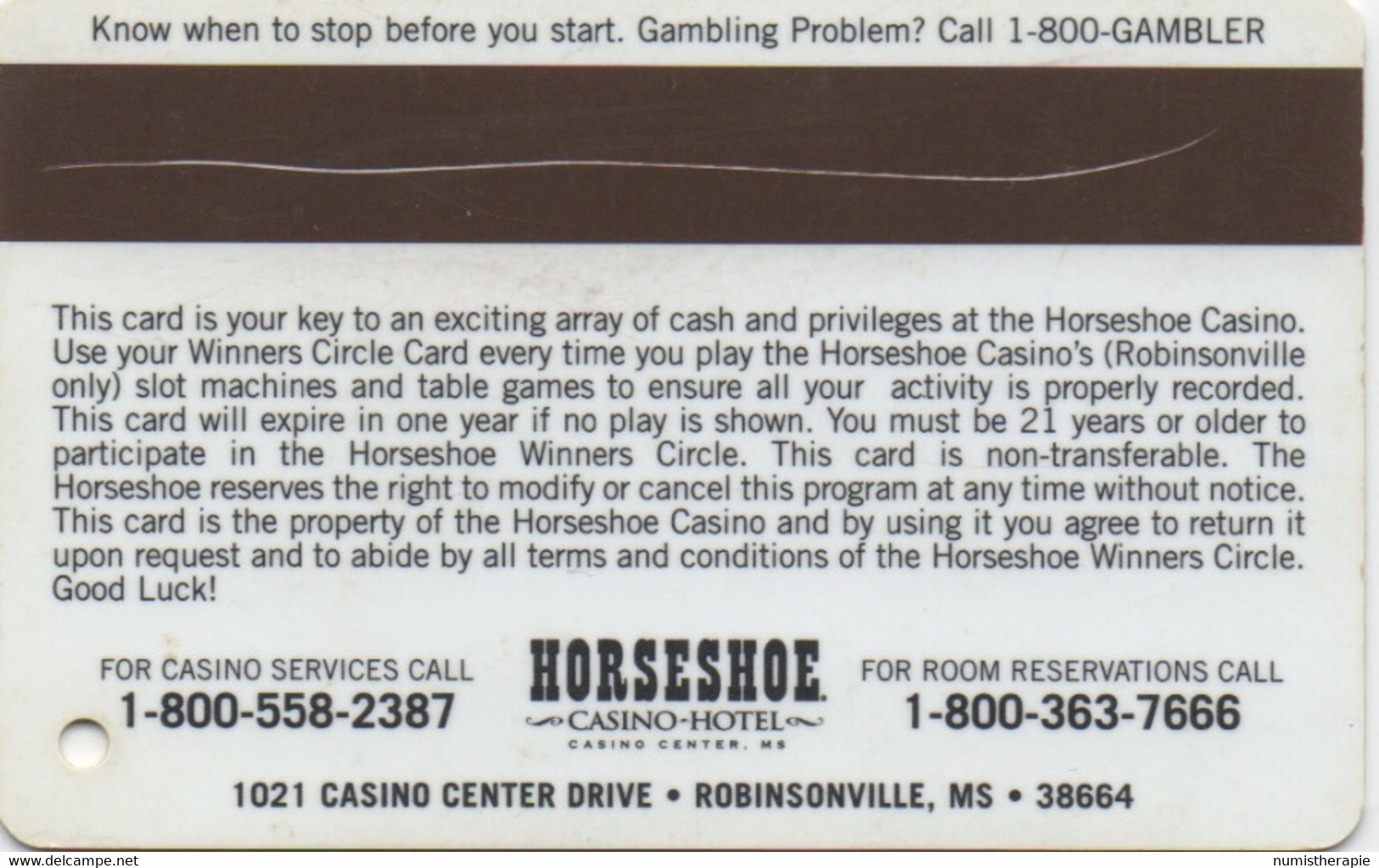 Horseshoe Casino : Robinsonville MS - Cartes De Casino