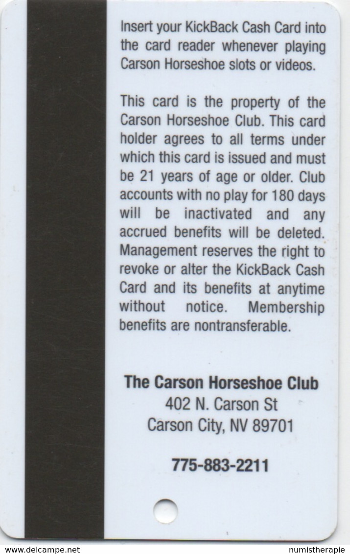 Carson Horseshoe Club Casino : Carson City NV - Tarjetas De Casino