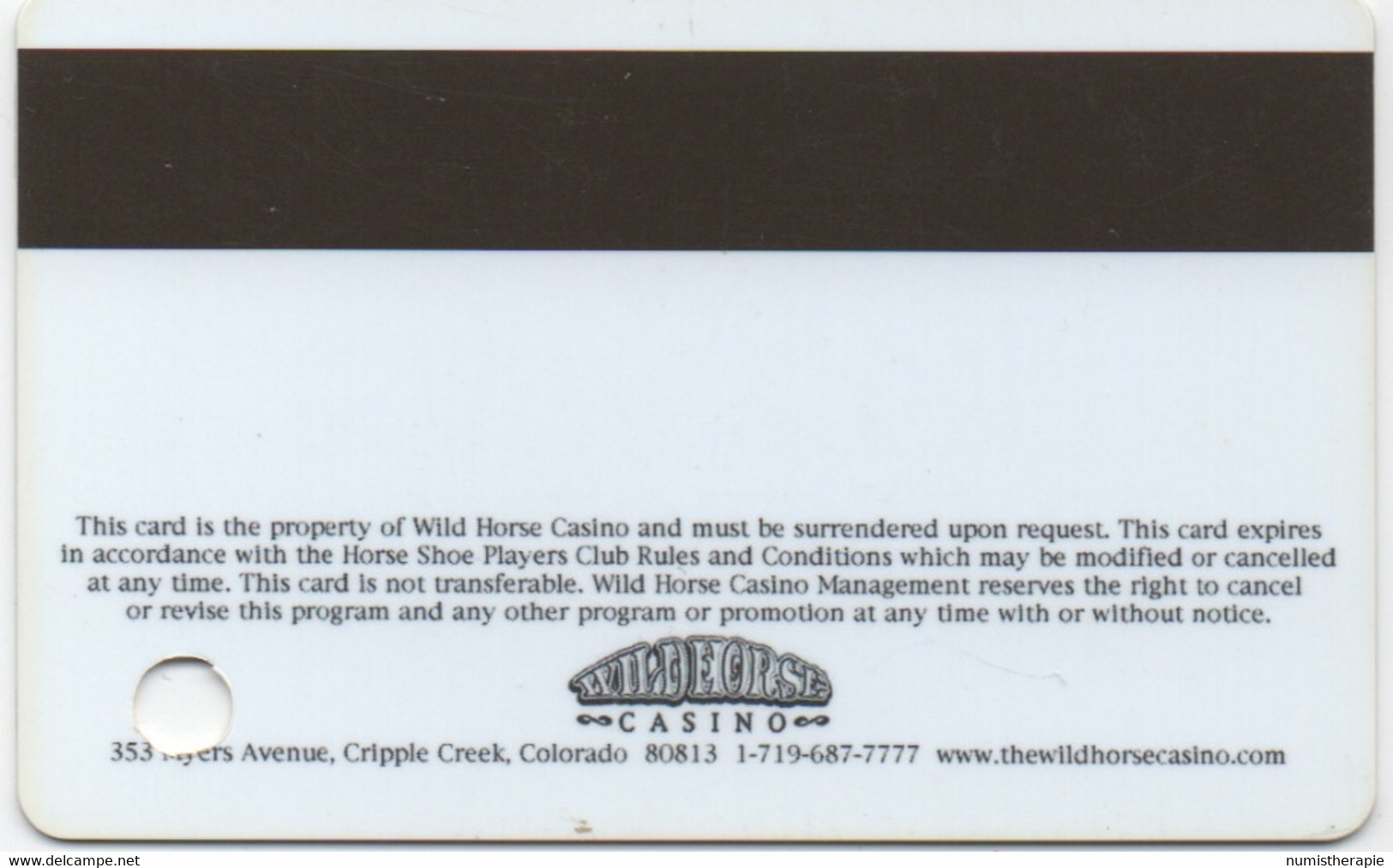 Wild Horse Casino : Cripple Creek CO - Casinokaarten