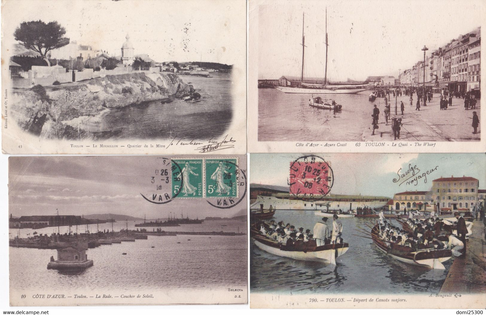 83 – TOULON – Lot De 4 Cartes Postales Anciennes. - Toulon