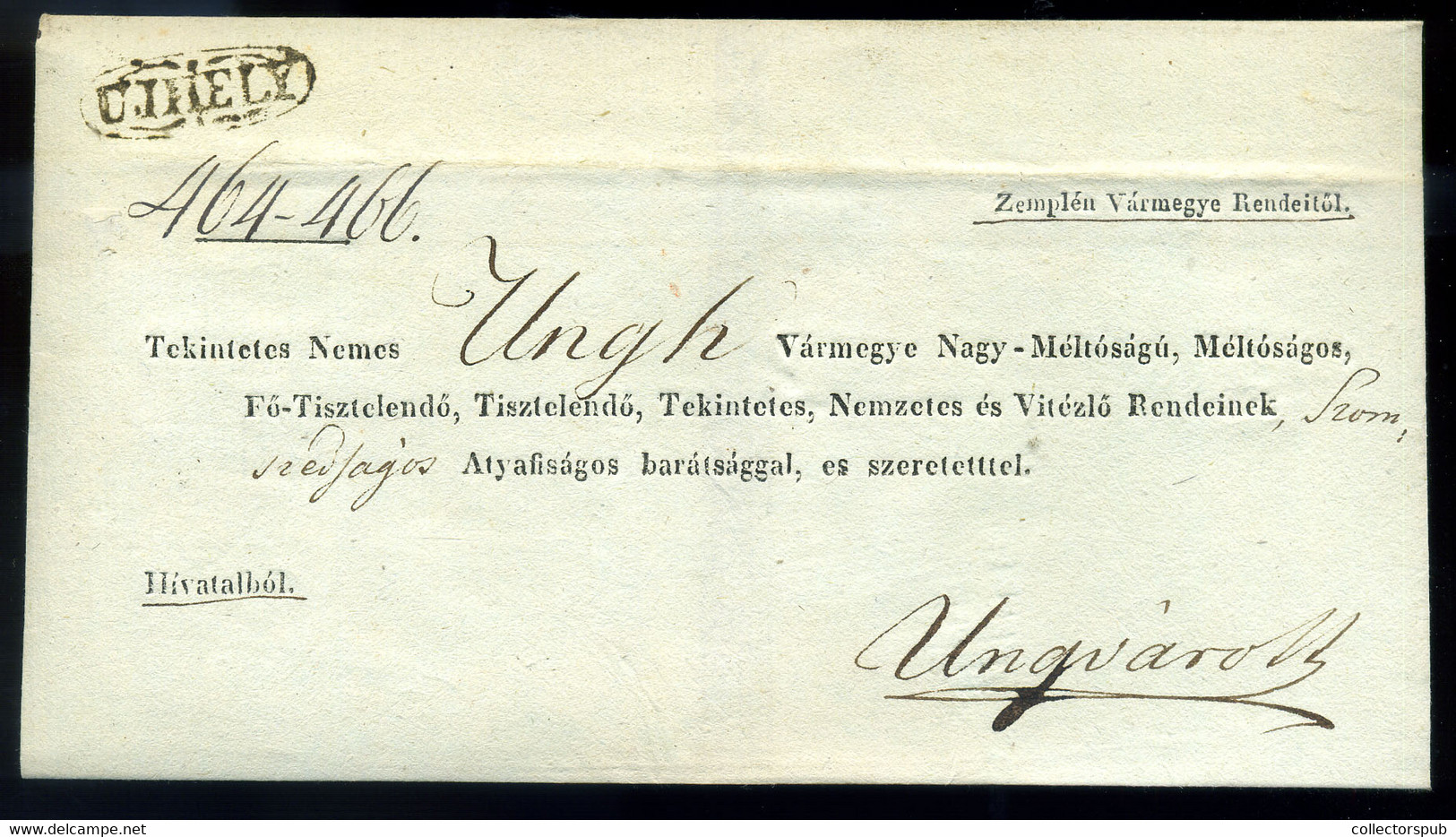 SÁTORALJAÚJHELY 1836. Ex Offo Boríték  Ungvárra Küldve - ...-1867 Prephilately