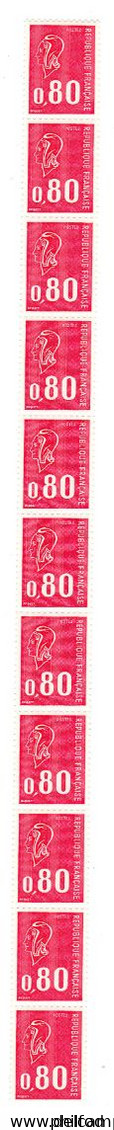 ROULETTE De 11 TIMBRES N° 1816 0.80 Fr -  Non Pliée - Coil Stamps