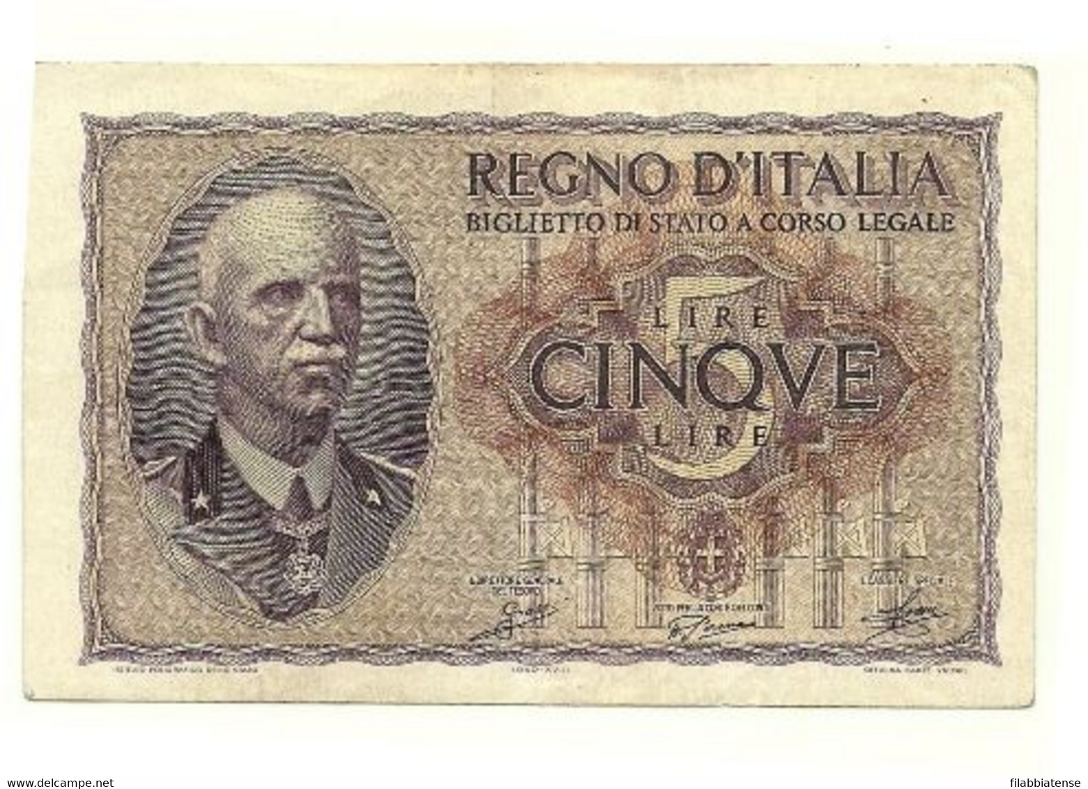 Italia - 5 Lire 1940     ---- - Italia – 5 Lire