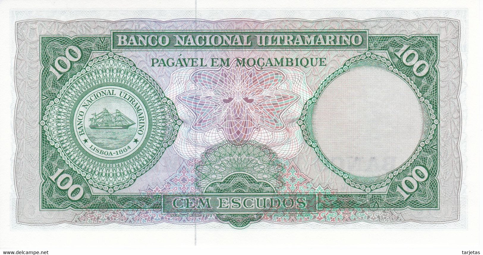 BILLETE DE MOZAMBIQUE DE 100 ESCUDOS DEL AÑO 1961 SIN CIRCULAR  (BANK NOTE) UNCIRCULATED - Mozambique