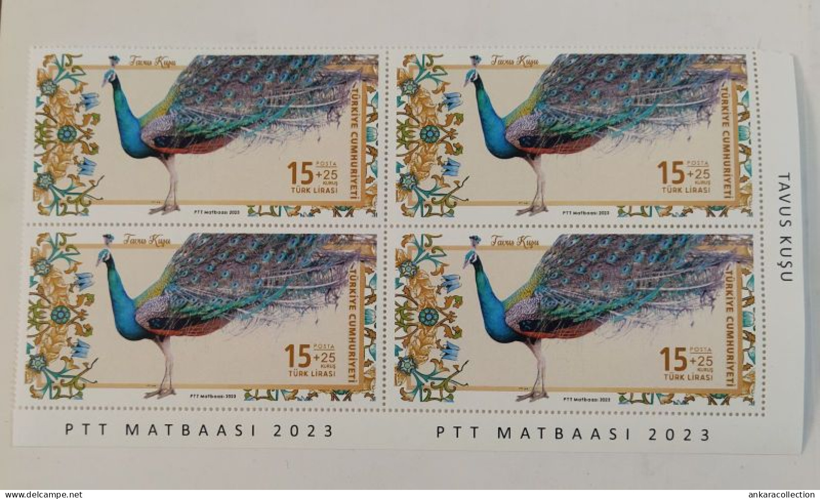 AC - TURKEY STAMP -  PEACOCK MNH BLOCK OF FOUR 13 AUGUST 2023 - Nuovi