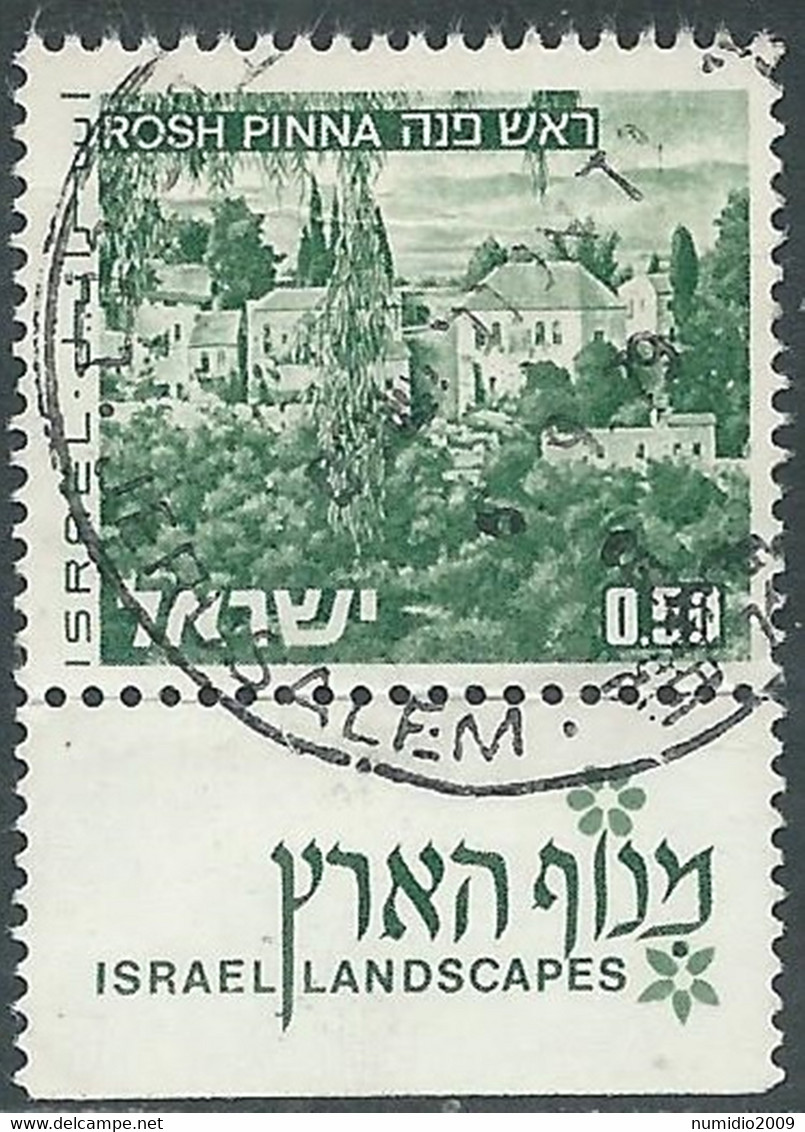 1975-79 ISRAELE USATO VEDUTE 50 A 1 BANDA FOSFORO CON APPENDICE - RD40-6 - Used Stamps (with Tabs)
