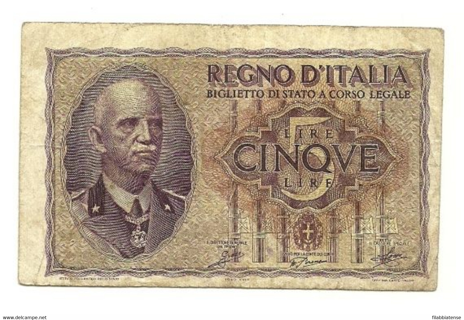 Italia - 5 Lire 1940     ---- - Italia – 5 Lire