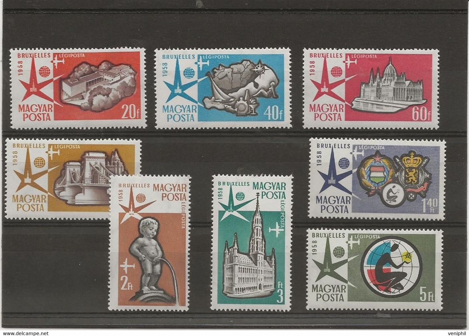 HONGRIE - EXPO DE BRUXELLES - N° 198 A 205 NEUF SANS CHARNIERE -ANNEE 1958- COTE : 9,50 € - Neufs