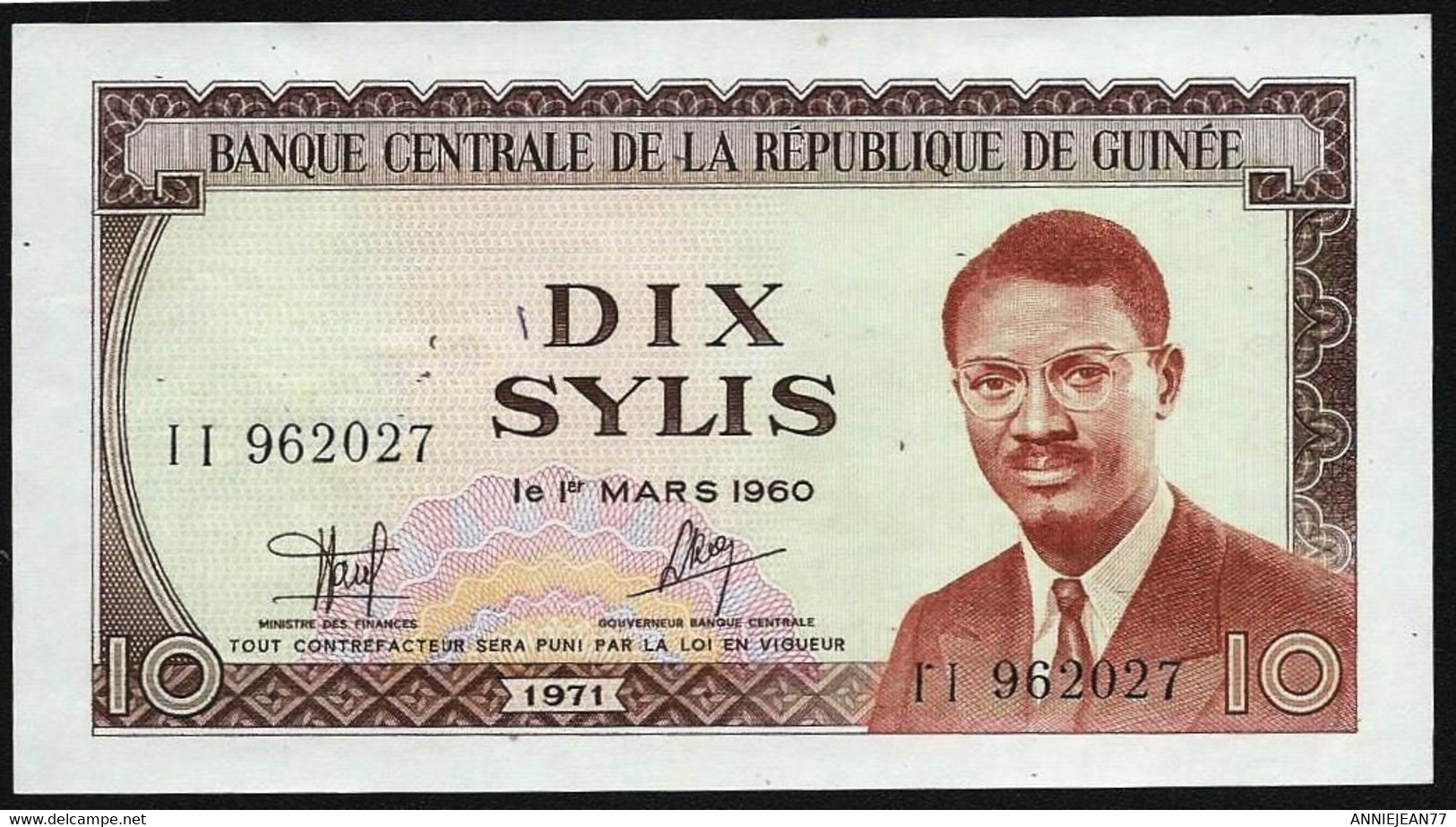 GUINEE -  BILLET DE 10 SYLIS - 1971 - UNC - Guinee