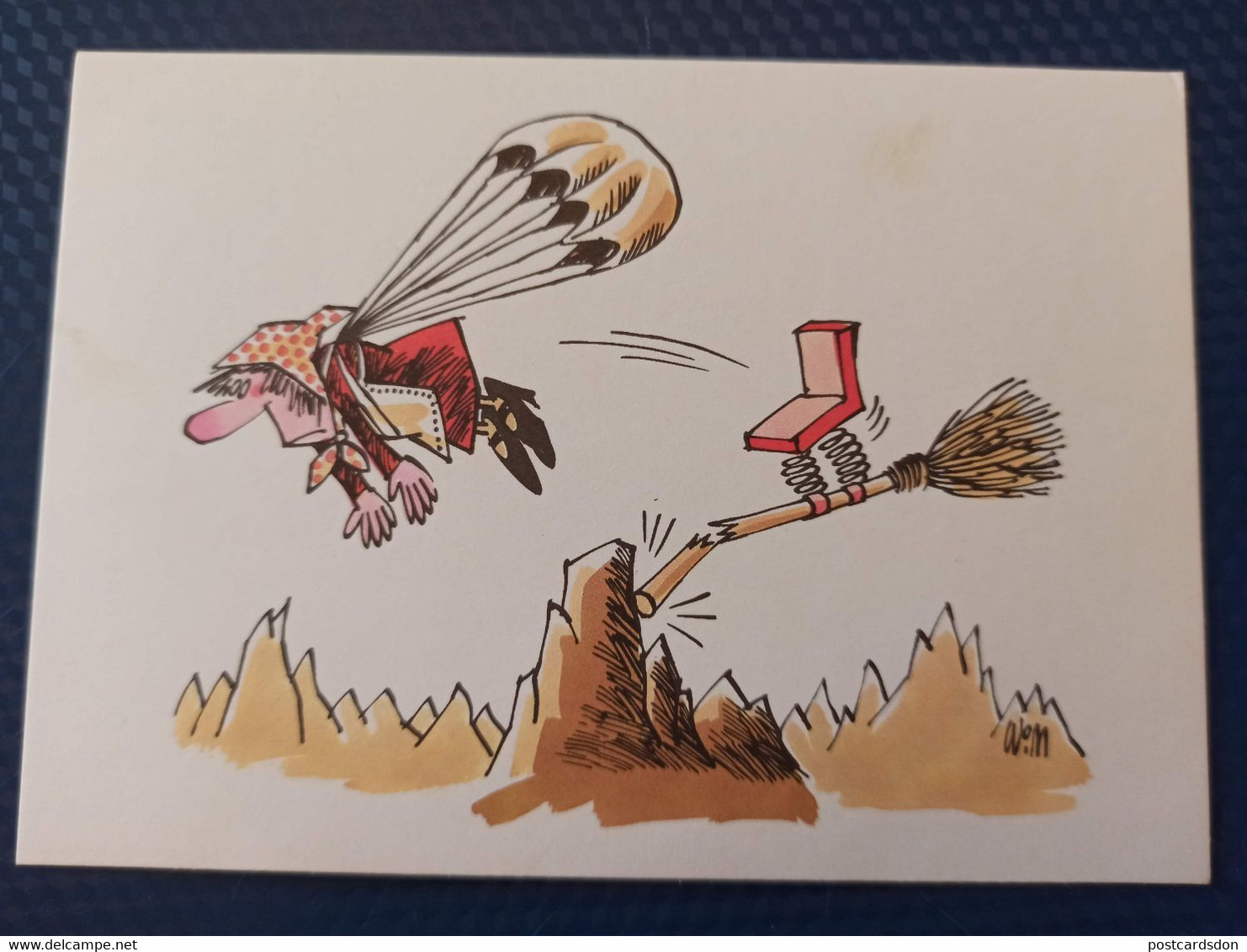 Old Postcard - Sport  -   Humour - Parachutting -illustrator Wim Moese,  - Parachute - Parachutting