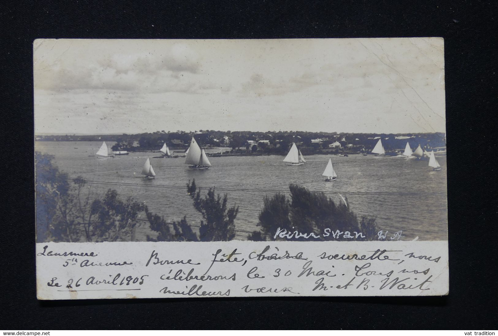 AUSTRALIE - Affranchissement De Adelaïde Sur Carte Postale ( River ) En 1905 Pour La France - L 82561 - Lettres & Documents