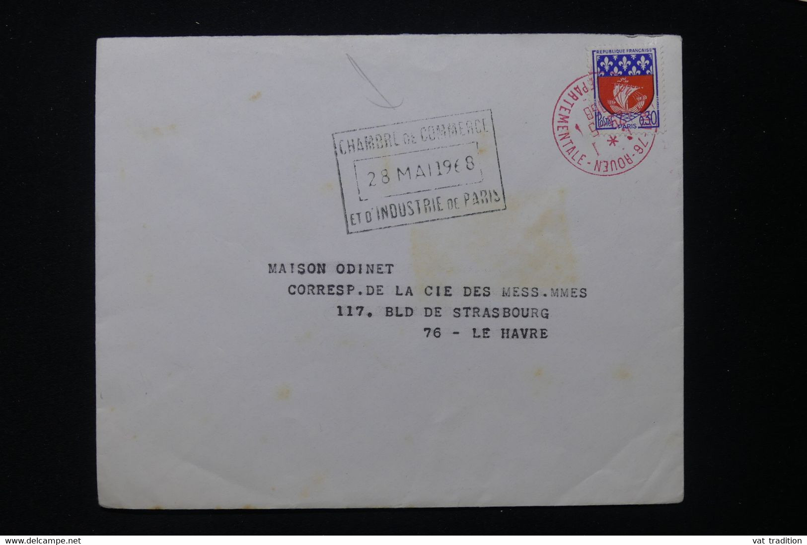 FRANCE - Enveloppe De Rouen Pour Le Havre En 1968 Avec Cachet De Chambre De Commerce De Paris (Grêves Des PTT) - L 82566 - Documenten