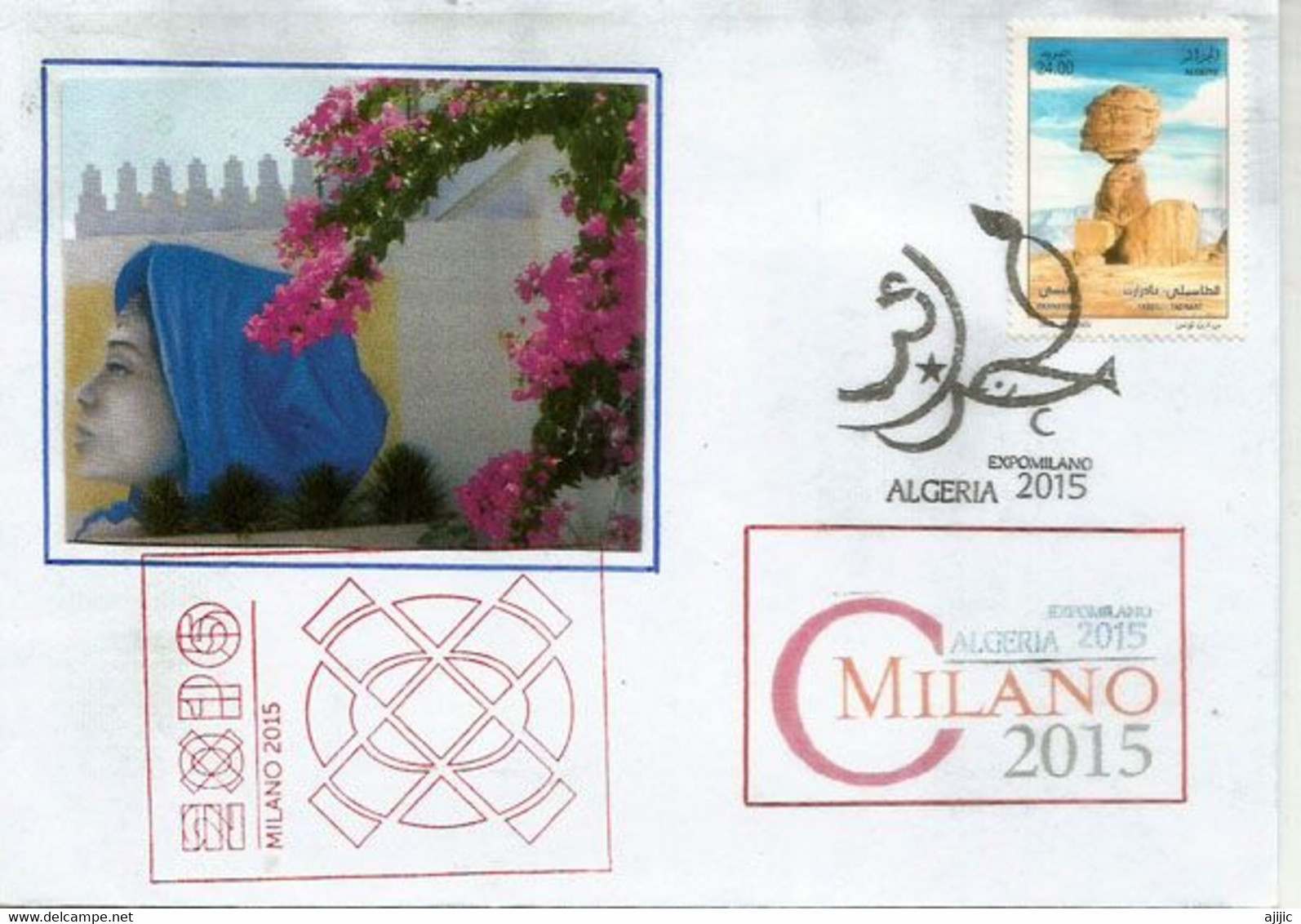 ALGERIE. EXPO UNIVERSELLE MILANO 2015. Lettre Du Pavillon ALGERIE Avec Timbres Algériens + Tampons Officiels Du Pavillon - 2015 – Milan (Italie)
