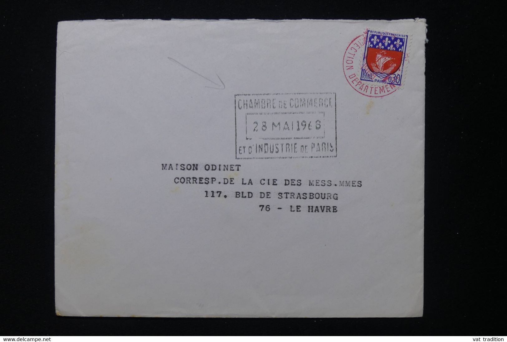 FRANCE - Enveloppe Pour Le Havre En 1968 Avec Cachet De Chambre De Commerce De Paris (Grêves Des PTT) - L 82569 - Documents