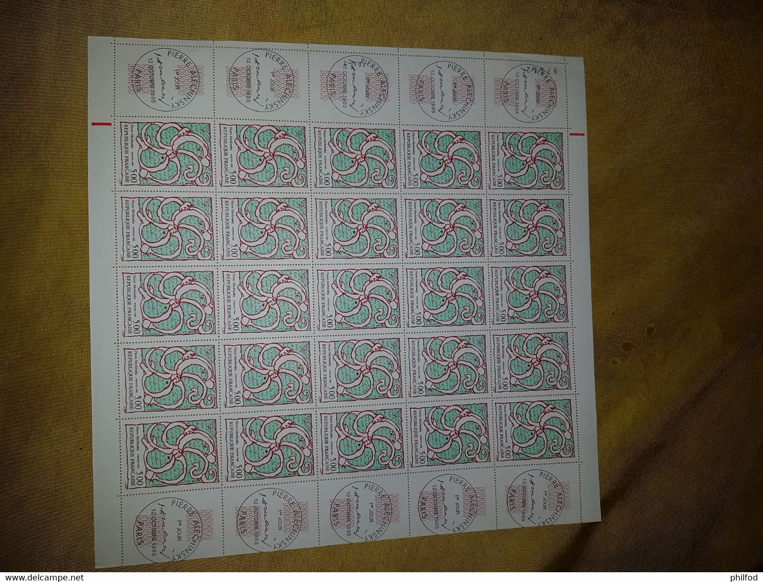 1985 - FEUILLE  DE 25 Timbres - N° 2382 -  Alechinsky - Altri & Non Classificati