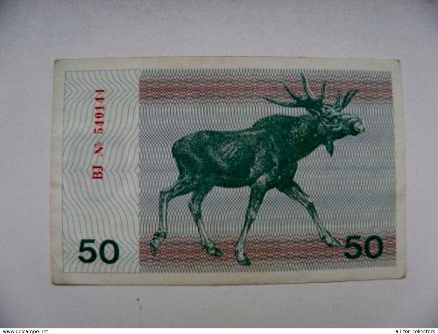 Banknote Lithuania P-37b 1991 50 Talonas Animal Moose - Litouwen