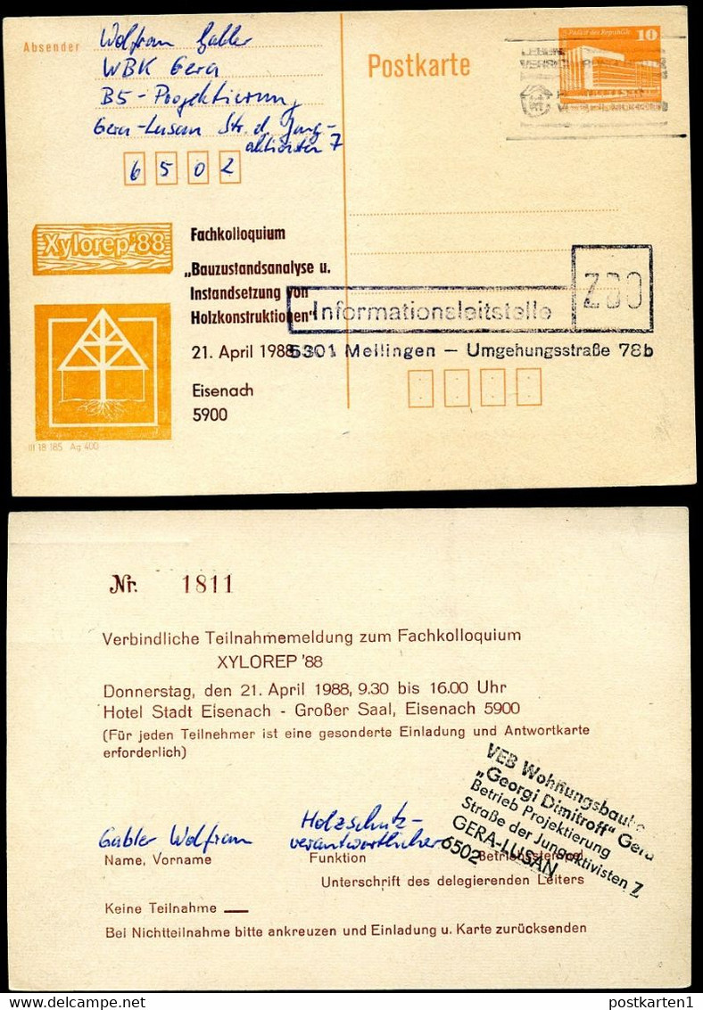 DDR P86II-8b-88 C13 Fachkolloquium Holzkonstruktionen ZWEITAUFLAGE Gebraucht 1988 - Private Postcards - Used