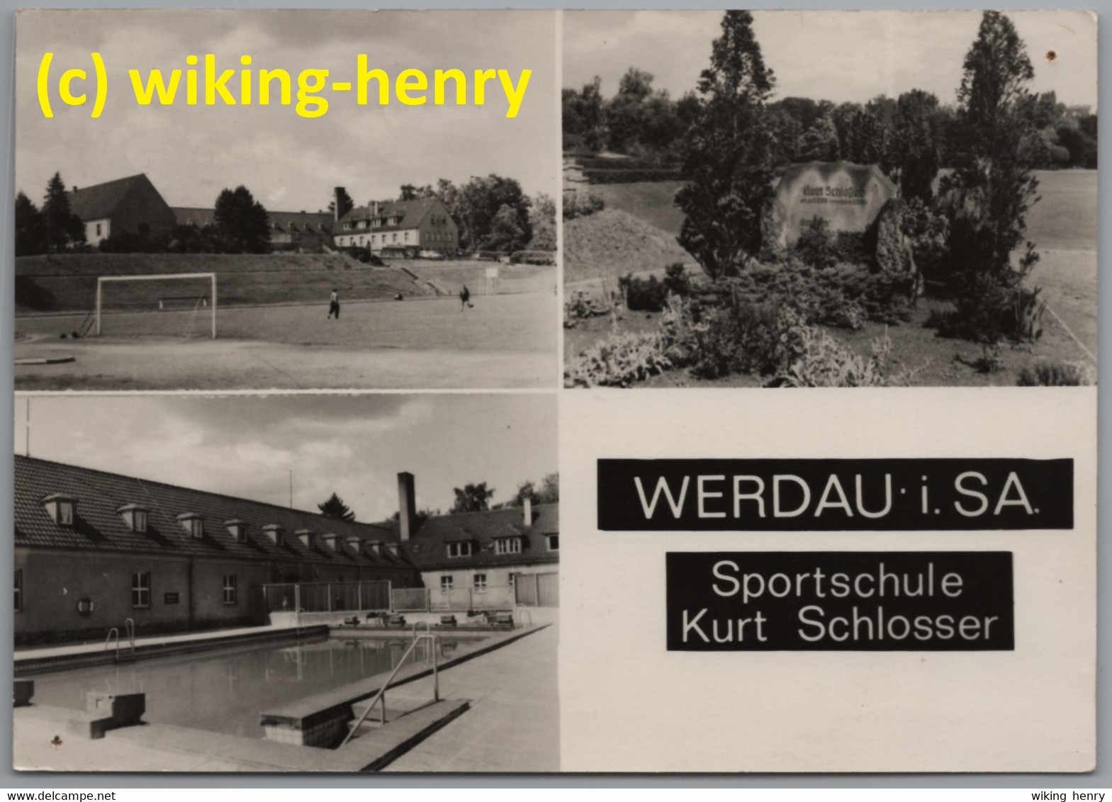 Werdau - S/w Mehrbildkarte 1   Sportschule Kurt Schlosser - Werdau