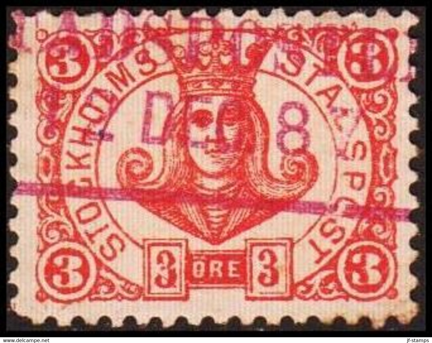 1887. SVERIGE.  STOCKHOLMS STADSPOST. 3 ÖRE. Luxus Cancel. () - JF411605 - Emissioni Locali