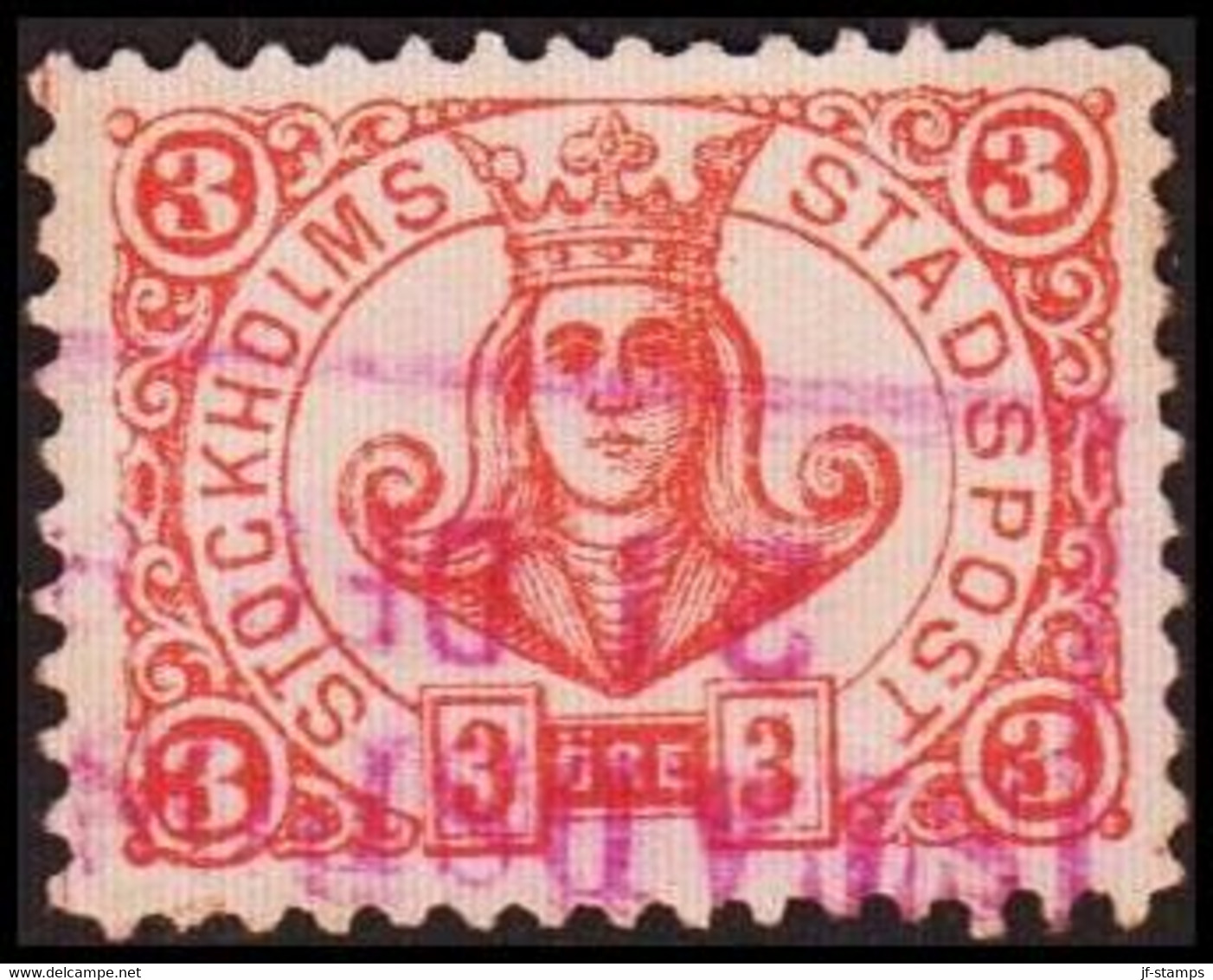 1887. SVERIGE.  STOCKHOLMS STADSPOST. 3 ÖRE.  () - JF411606 - Local Post Stamps